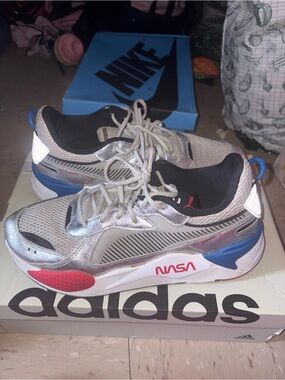 Puma ' Silver NASA Accent Running Shoes
